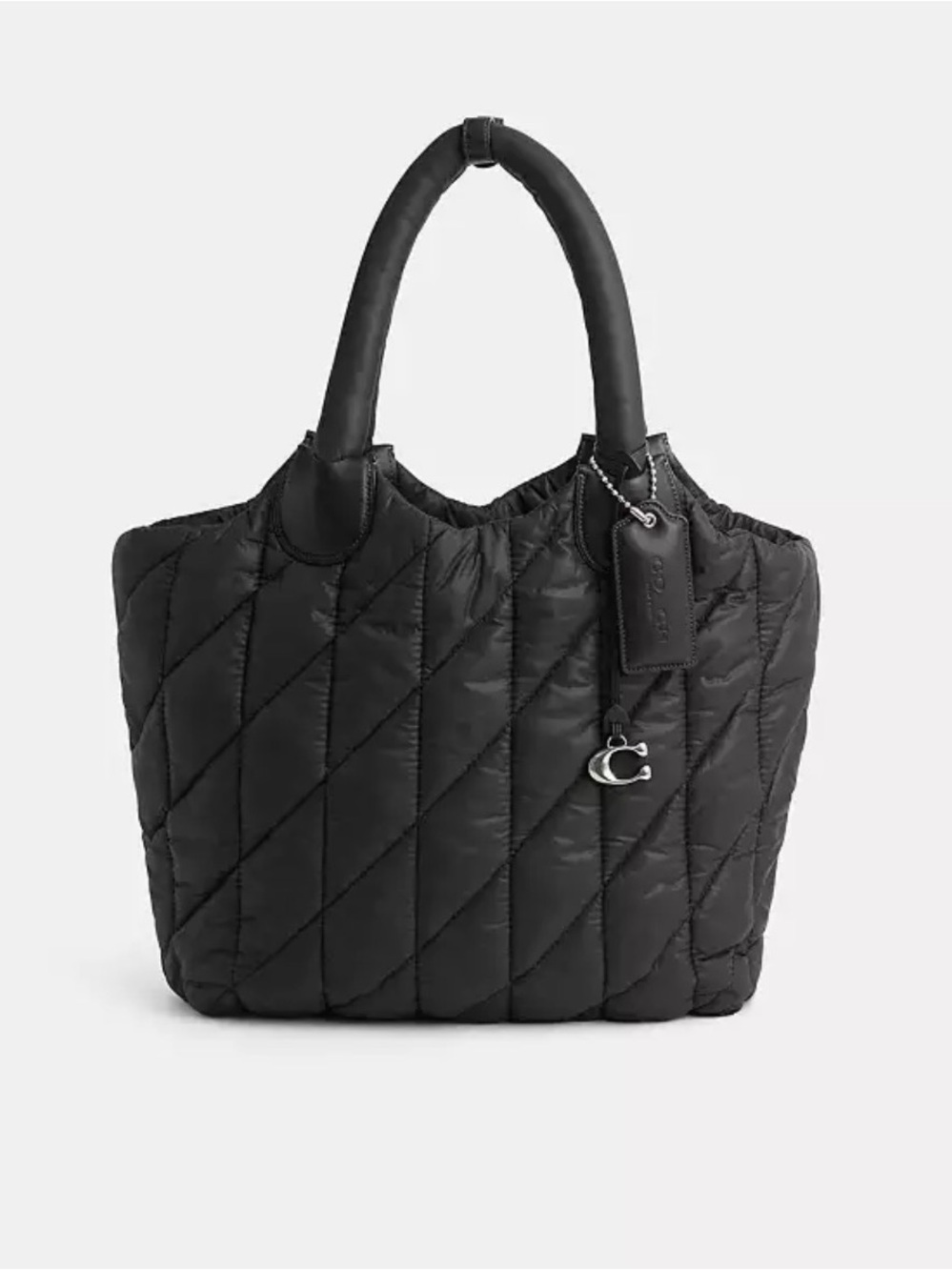 Coach Restored Iris Quilted Black Nylon Tote Bag.